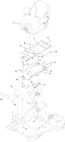 Seat Mount Assembly Diagram and Parts List for 74934 401000000-999999999 Toro Lawn Mower
