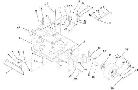 Part Location Diagram of 1-602997 Toro Hub Assembly W/Studs