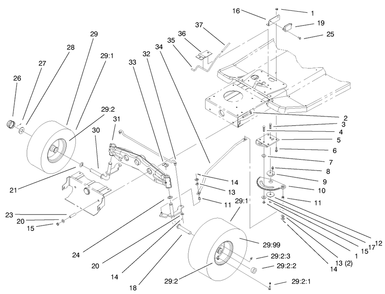 Steering Components Assembly Diagram and Parts List for 71209 9900001 - 9999999 Toro Lawn Tractor