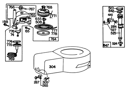 Starter & Shroud Assembly Model 92908-1956-02 Diagram and Parts List for 20725 0000001 - 0999999 Toro Lawn Mower