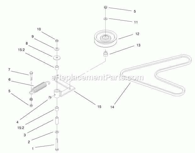Pump, Idler And Belt Assembly Diagram and Parts List for 74174 200000001-200999999 Toro Lawn Mower