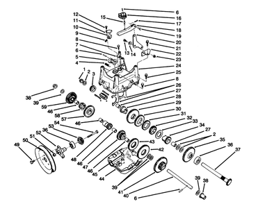 Transmission Assembly No. 66-8030 Diagram and Parts List for 38580 5900001 - 5999999 Toro Snow Blower