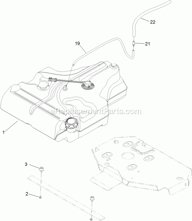 Fuel Tank Mounting Assembly Diagram and Parts List for 74954 312000001-312999999 Toro Lawn Mower