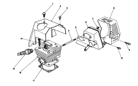 Cylinder & Muffler Assembly Diagram and Parts List for 51645V 1000001 - 1999999 Toro Trimmer