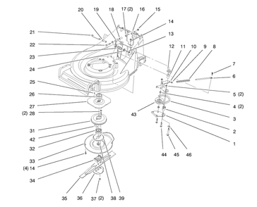 Blade And Brake Assembly Diagram and Parts List for 26633 7900001 - 7999999 Toro Lawn Mower