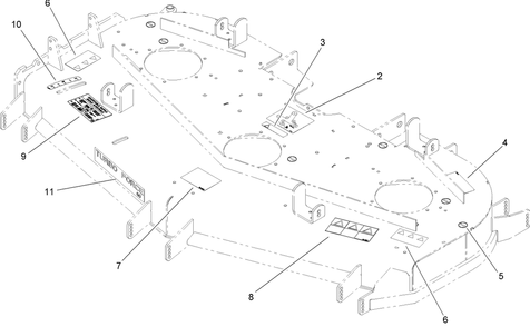 Deck Assembly 1 Diagram and Parts List for 74265TE (260000001-260999999)(2006) Toro Lawn Mower