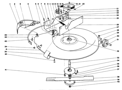 25" Mower Assembly Diagram and Parts List for 57043 1000001 - 1999999 Toro Lawn Tractor