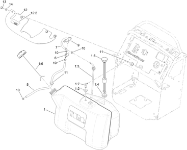 Fuel Tank Assembly Diagram and Parts List for 79548 (312000001-312999999)(2012) Toro Lawn Mower