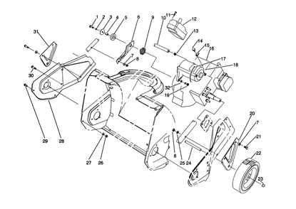 Engine & Wheel Assembly Diagram and Parts List for 38175 1000001 - 1999999 Toro Snow Blower