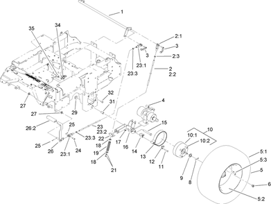 Parking Brake And Wheel Assembly Diagram and Parts List for 74265TE (270000001-270999999)(2007) Toro Lawn Mower