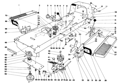 Frame Assembly Diagram and Parts List for 57054 0000001 - 0999999 Toro Lawn Tractor