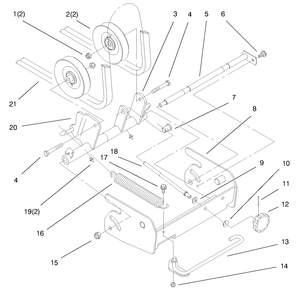 Pulley Box Assembly Diagram and Parts List for 78358 8900001 - 8999999 Toro Lawn Mower