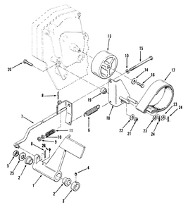 Clutch, Brake And Speed Control Linkage Diagram and Parts List for 73401 3900001 - 3999999 Toro Lawn Tractor