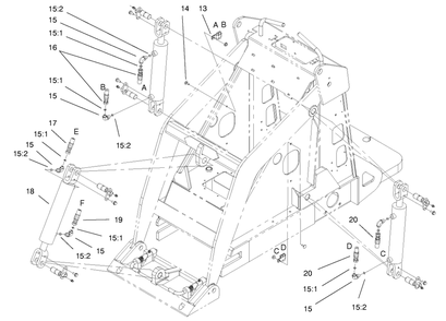 Hydraulic Cylinder Assembly Diagram and Parts List for 22304 890001 - 899999 Toro Lawn Tractor Accessories