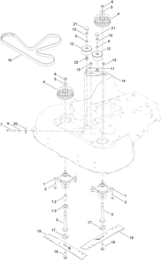 Spindle And Blade Assembly Diagram and Parts List for 22232T 400000000 - 999999999 Toro Lawn Mower