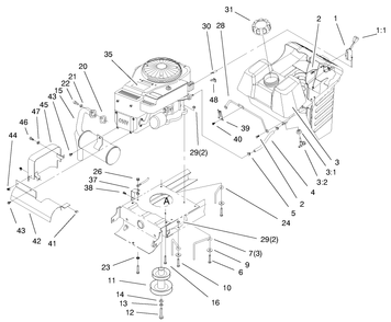 Engine Components Assembly Diagram and Parts List for 71240 9900001 - 9999999 Toro Lawn Tractor