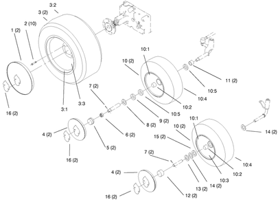 Wheels And Tires Diagram and Parts List for 73403 6900001 - 6999999 Toro Lawn Tractor