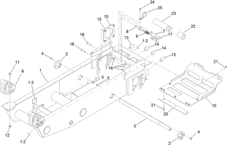 Frame Assembly Diagram and Parts List for 68138G 402100000 - 403090253 Toro Lawn Tractor Accessories