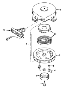 Rewind Starter No. 590537 Diagram and Parts List for 38165 9000001 - 9999999 Toro Snow Blower