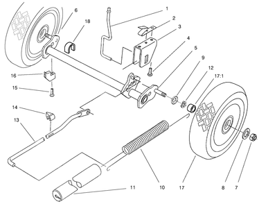 Wheel And Axle Assembly Diagram and Parts List for 21050 8900001 - 8999999 Toro Lawn Mower