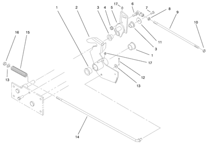 Lower Parking Brake Assembly Diagram and Parts List for 73540 8900001 - 8999999 Toro Lawn Tractor