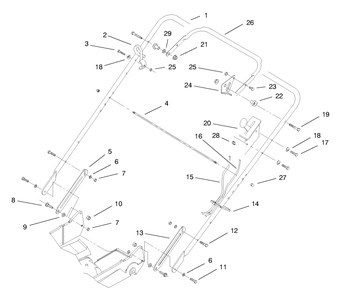Handle Assembly Diagram and Parts List for 22160 8900001 - 8999999 Toro Lawn Mower