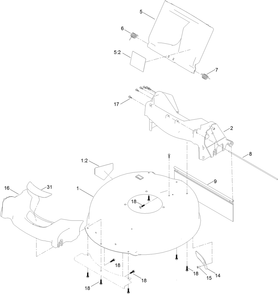 Housing And Chute Assembly Diagram and Parts List for 20367 407009443 - 407299999 Toro Lawn Mower