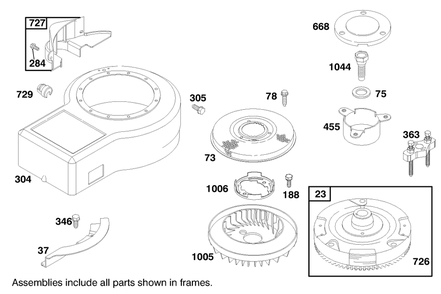 Engine Briggs & Stratton Model 28m707-1122-E1 Diagram and Parts List for 71190 8900001 - 8999999 Toro Lawn Tractor