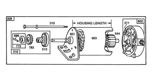 Briggs & Stratton Starter Motor Assembly (For 8 H.P. & 11 H.P. Engines) Diagram and Parts List for 56170 6000001 - 6999999 Toro Lawn Tractor Accessories