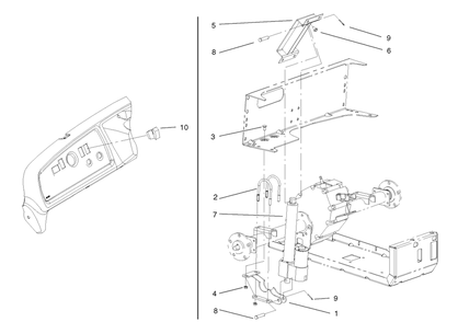 Electric Bed Lift Kit Assembly Diagram and Parts List for 7254  Toro Lawn Tractor Accessories