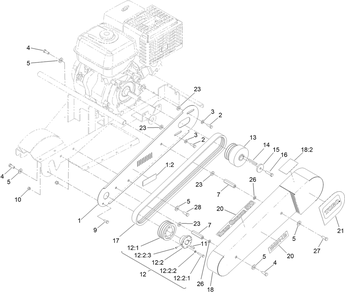 Belt Drive Assembly Diagram and Parts List for 22619 402470001 - 999999999 Toro Stump Grinder