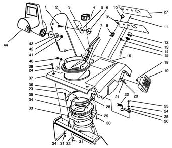 Upper Shroud Assembly Diagram and Parts List for 38196 4900001 - 4999999 Toro Snow Blower