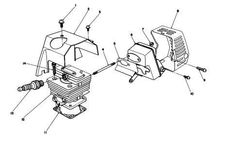 Cylinder & Muffler Assembly Diagram and Parts List for 51645 5000001 - 5999999 Toro Trimmer