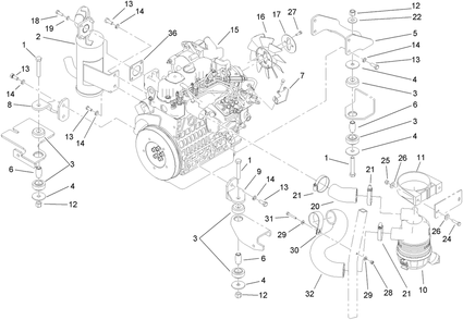 Engine, Exhaust And Air Intake Assembly Diagram and Parts List for 74274 (270000001-270999999)(2007) Toro Lawn Mower