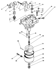 Carburetor Assembly Diagram and Parts List for 30112 0000001 - 0999999 Toro Lawn Tractor Accessories