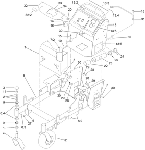 Part Location Diagram of 117-7670 Toro FRAME Assembly
