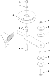 Spring Idler Assembly Diagram and Parts List for 74558 (290000001-290000209)(2009) Toro Lawn Mower