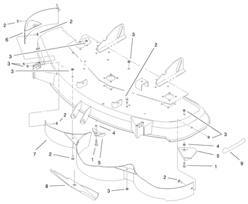 Baffle, Kicker, And Blade Assembly Diagram and Parts List for 79195  Toro Lawn Tractor