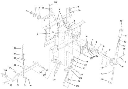 Manual Lift System Assembly Diagram and Parts List for 73429 9900001 - 9999999 Toro Lawn Tractor