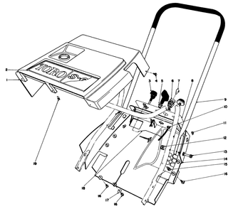 Shroud & Handle Assembly Diagram and Parts List for 38165 8000001 - 8999999 Toro Snow Blower