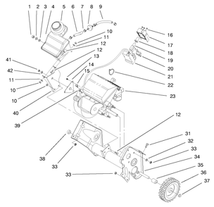 Engine & Fuel Tank Assembly Diagram and Parts List for 38416 7900001 - 7999999 Toro Snow Blower