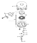 Rewind Starter Diagram and Parts List for 38050 4000001-4999999 - 1984 Toro Snow Blower