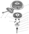 Recoil Starter Diagram and Parts List for 38087 210000001-210999999 - 2001 Toro Snow Blower