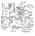 Engine Diagram and Parts List for 38095 6000001-6999999 - 1986 Toro Snow Blower