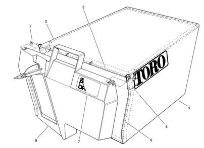 Bag Assembly Part No. 11-0189 Diagram and Parts List for 20474 6900001 - 6999999 Toro Lawn Mower