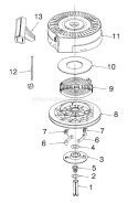 Recoil Starter Diagram and Parts List for 38170 7900001-7999999 - 1997 Toro Snow Blower