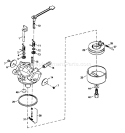 Carburetor Diagram and Parts List for 38170 3900001-3999999 - 1993 Toro Snow Blower