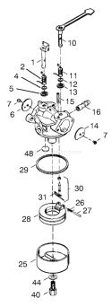 Carburetor Diagram and Parts List for 38176 7900001-7999999 - 1997 Toro Snow Blower