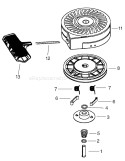 Recoil Starter Diagram and Parts List for 38172 250010001-250999999 - 2005 Toro Snow Blower