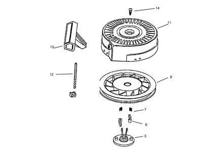 Recoil Starter No. 590743 Diagram and Parts List for 38171 8900001 - 8999999 Toro Snow Blower
